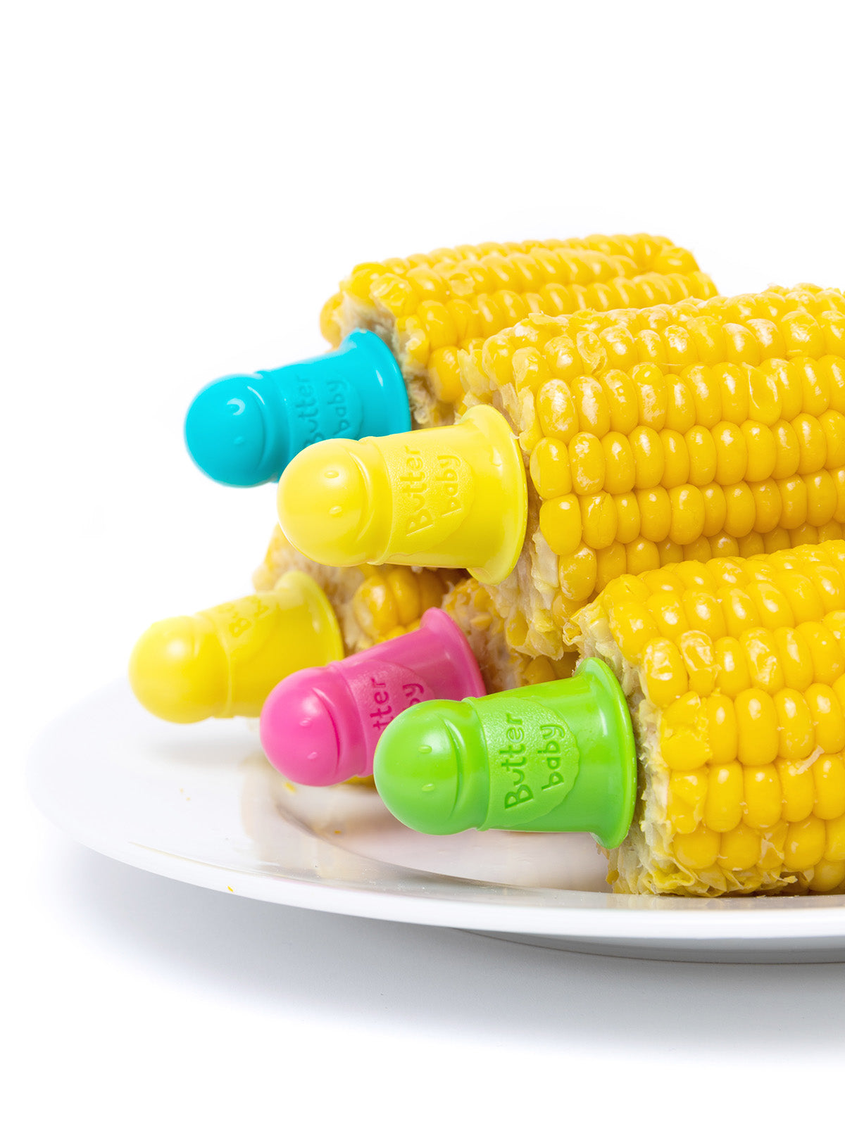 Talisman Designs Butter Baby Interlocking Stainless Steel Corn Picks, 8 Piece Set, Multi-Color