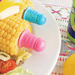 Talisman Designs Butter Baby Interlocking Stainless Steel Corn Picks, 8 Piece Set, Multi-Color