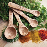 Talisman Designs Laser Etched Honey Bee Beechwood Measuring Spoons, Woodland Collection, Set of 4