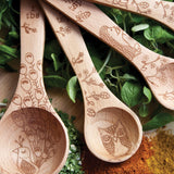 Talisman Designs Laser Etched Honey Bee Beechwood Measuring Spoons, Woodland Collection, Set of 4