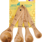 Talisman Designs Laser Etched Honey Bee Beechwood Measuring Spoons, Honey Bee Collection Set of 4