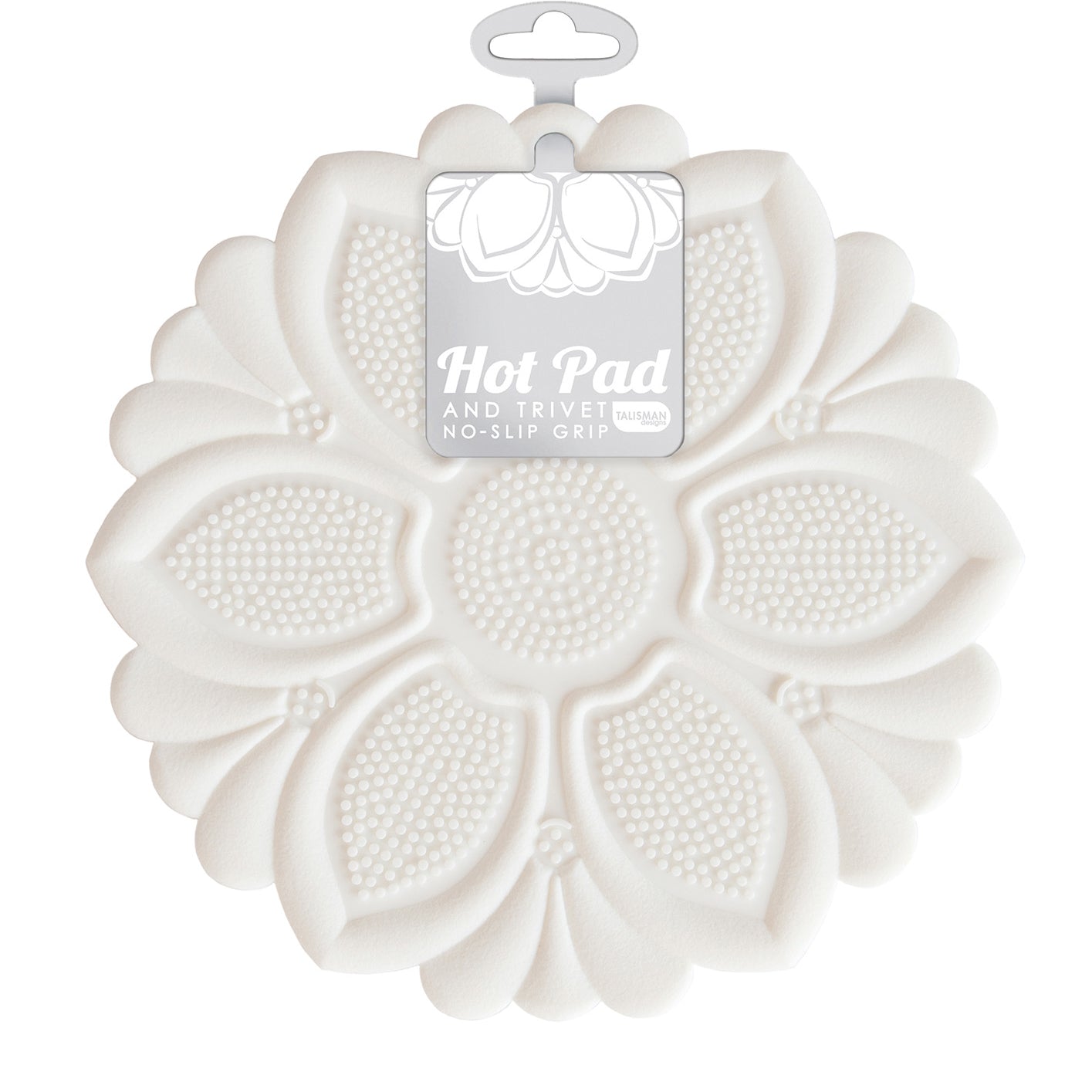 Talisman Designs Silicone Nonslip Grip Silicone Hot Pad & Trivet, Set of 1, White