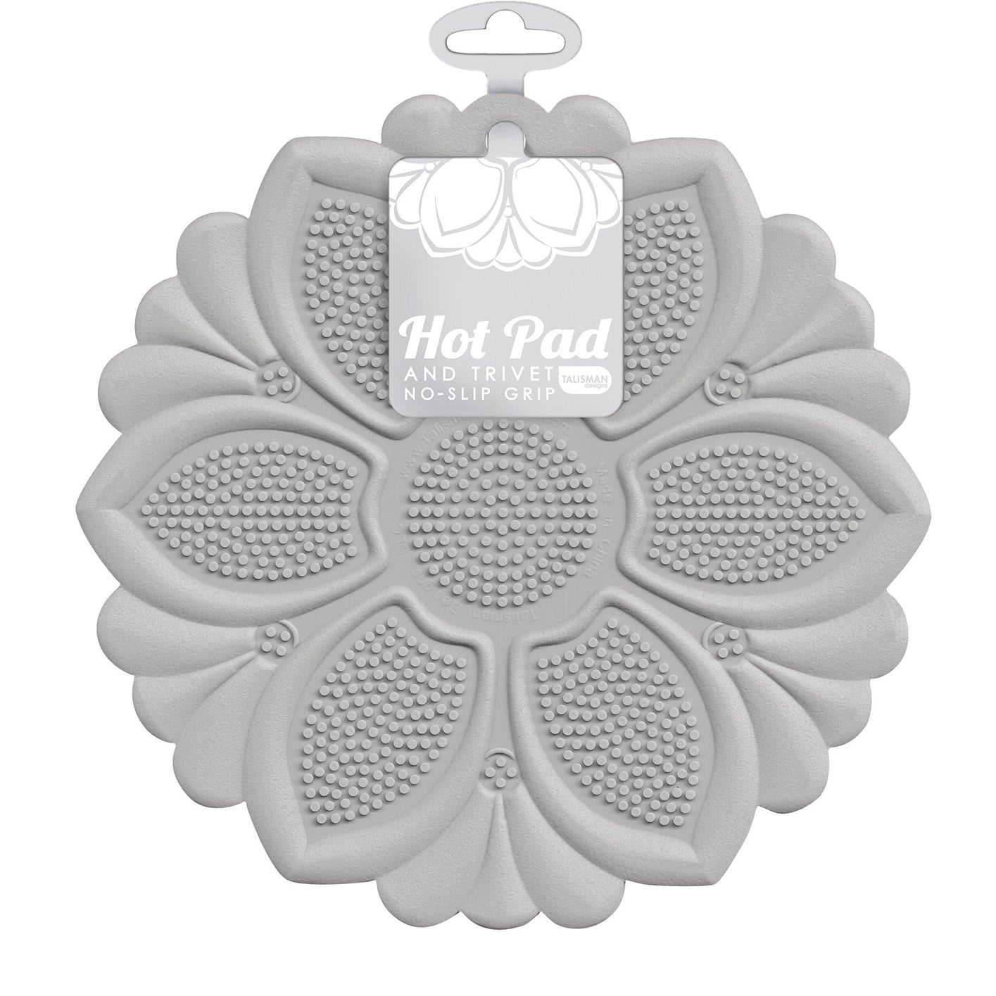 Talisman Designs Silicone Nonslip Grip Silicone Hot Pad & Trivet, Set of 1, Gray