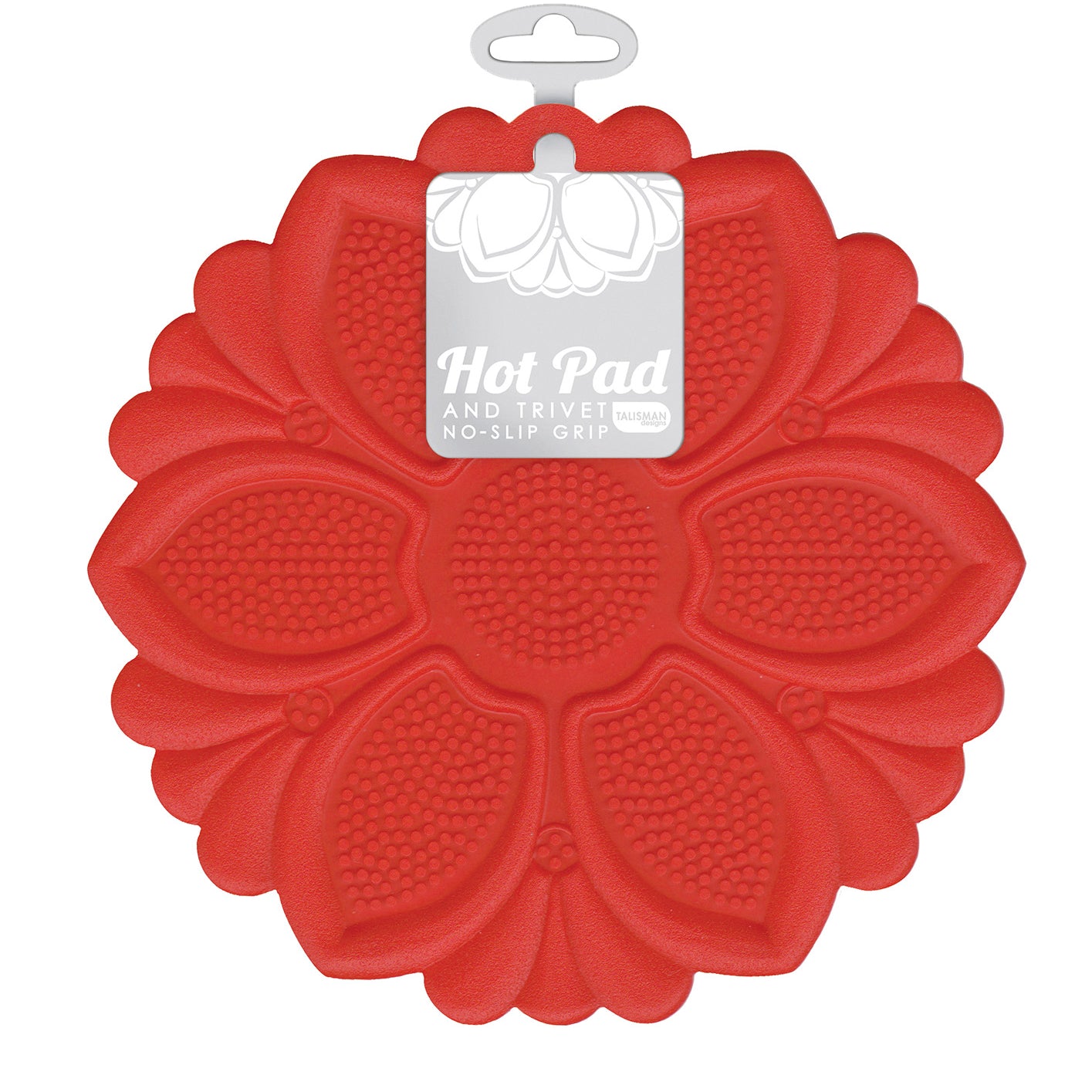 Talisman Designs Silicone Nonslip Grip Silicone Hot Pad & Trivet, Set of 1, Red