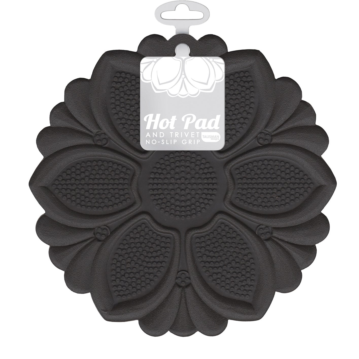 Talisman Designs Silicone Nonslip Grip Silicone Hot Pad & Trivet, Set of 1, Black