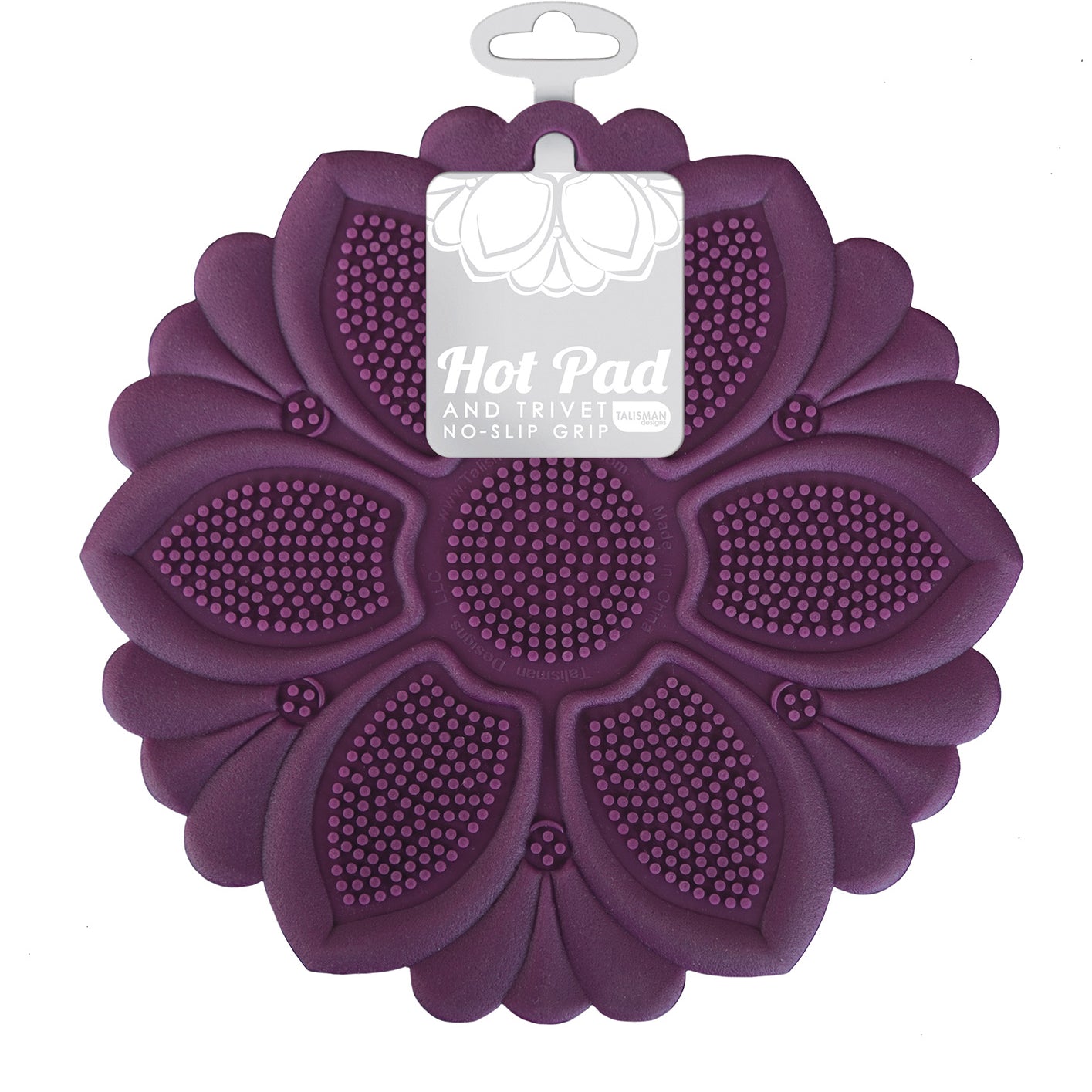 Talisman Designs Silicone Nonslip Grip Silicone Hot Pad & Trivet, Set of 1, Purple