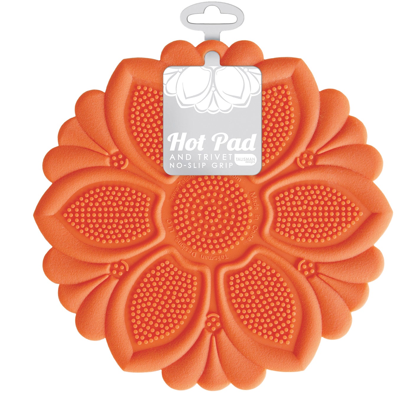 Talisman Designs Silicone Nonslip Grip Silicone Hot Pad & Trivet, Set of 1, Orange