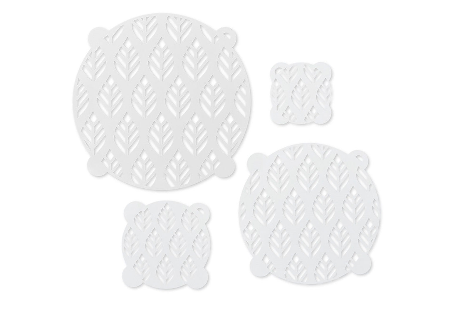 Talisman Designs Multi-Use Baking Stencils, Autumn Design, Set of 4 sizes, 3.5 inch, 5 inch, 8 inch, & 10 inch, White