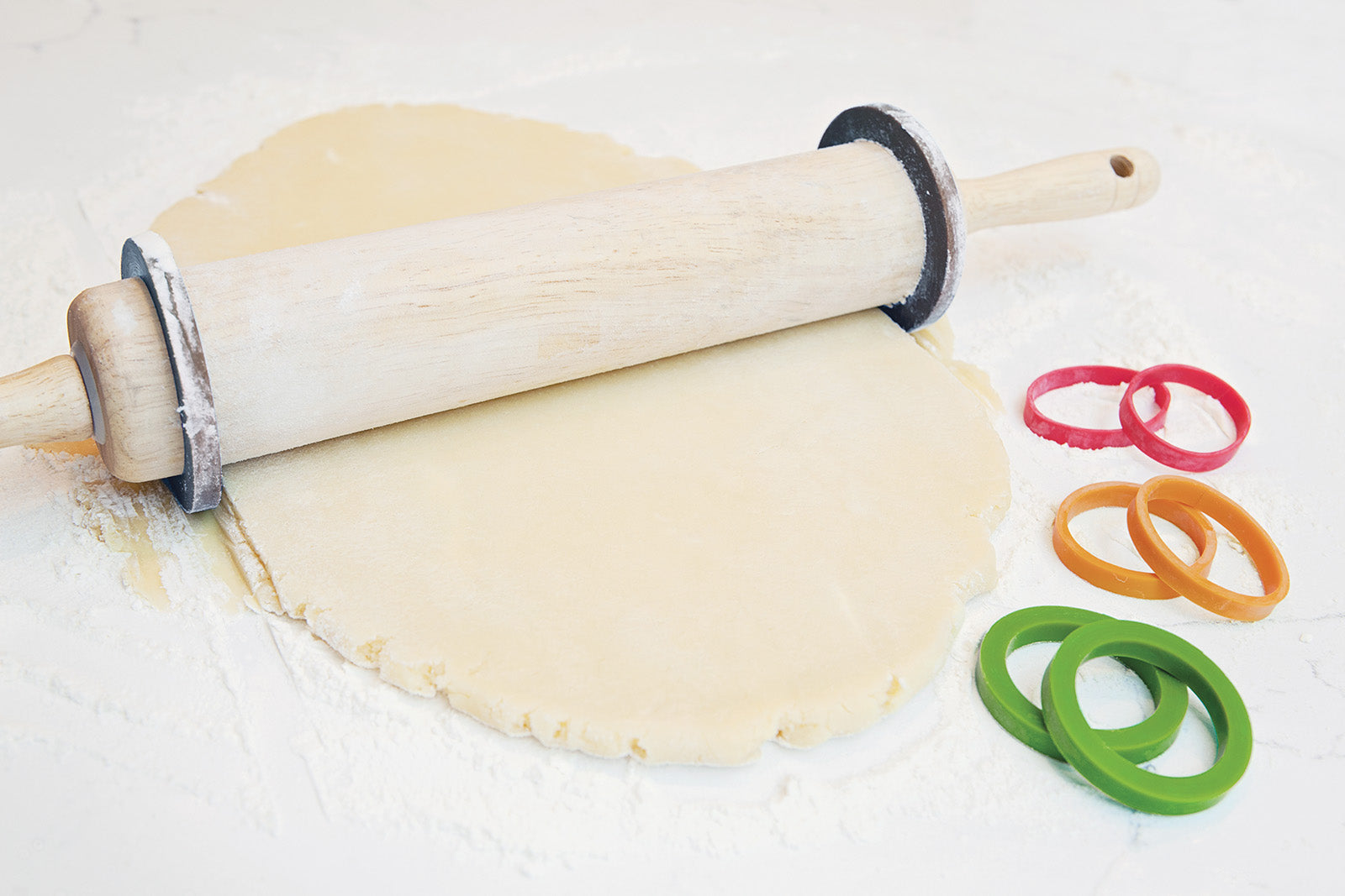 Talisman Designs Silicone Rolling Pin Bands, 8 Piece Set, Multi Color