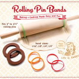 Talisman Designs Silicone Rolling Pin Bands, 8 Piece Set, Multi Color