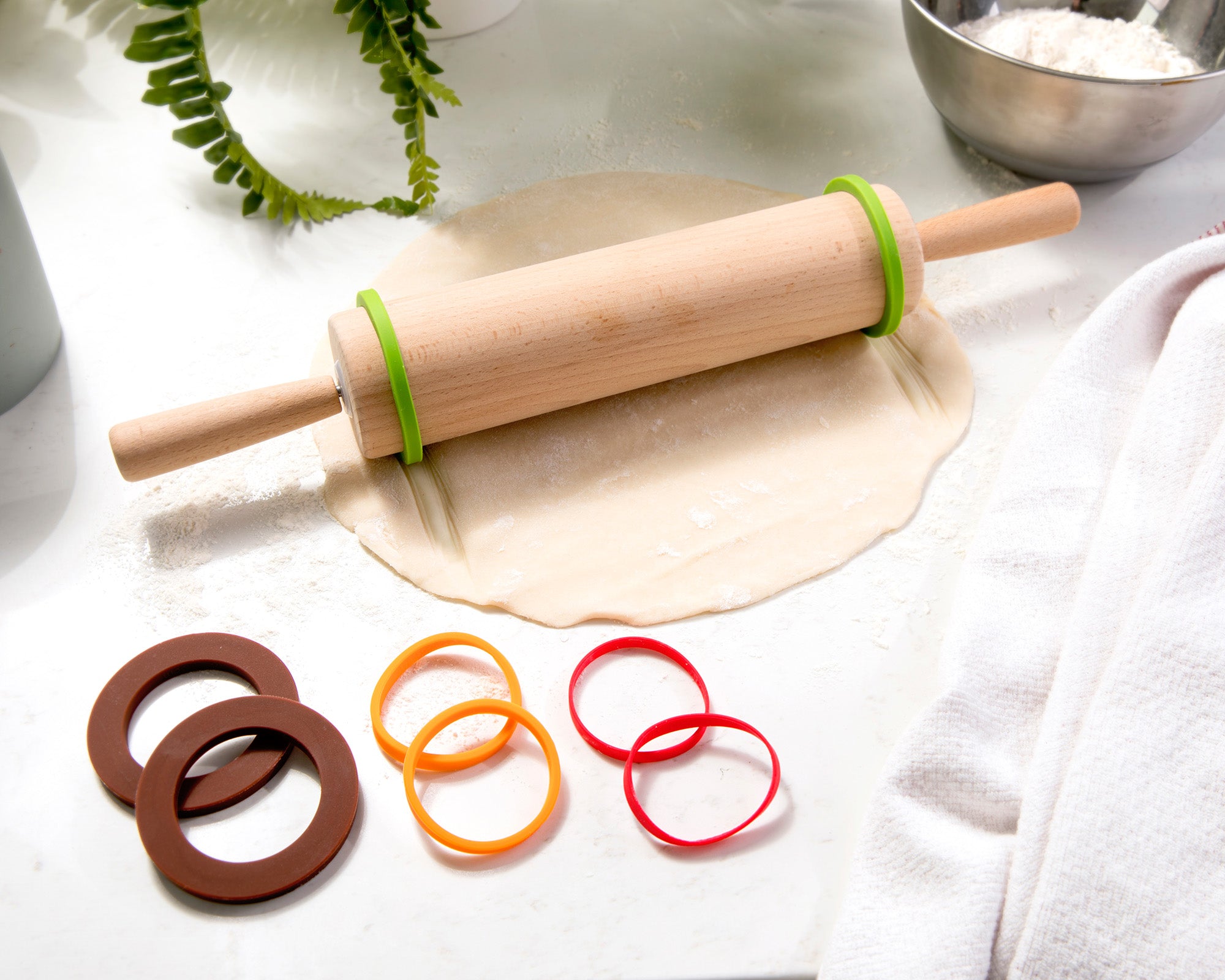 Talisman Designs Silicone Rolling Pin Bands, 8 Piece Set, Multi Color