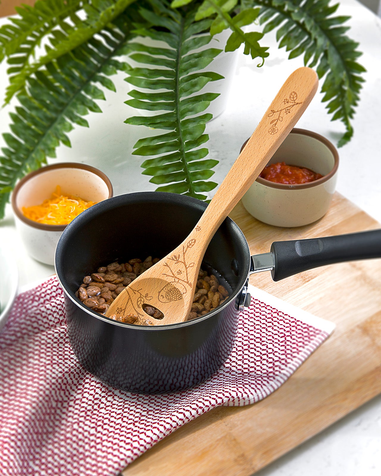 Talisman Designs Laser Etched Beechwood Slotted Spoon, Woodland Collection, Set of 1