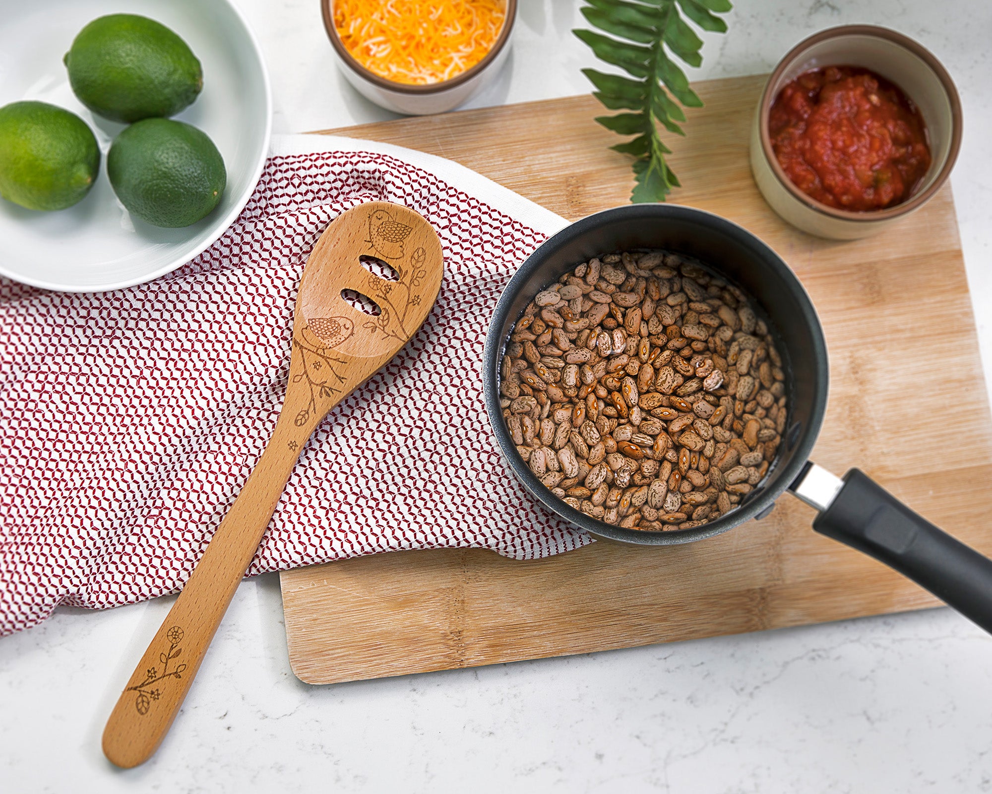 Talisman Designs Laser Etched Beechwood Slotted Spoon, Woodland Collection, Set of 1