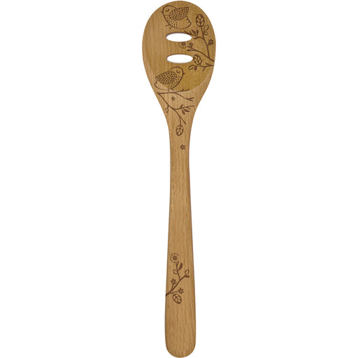Talisman Designs Laser Etched Beechwood Slotted Spoon, Woodland Collection, Set of 1
