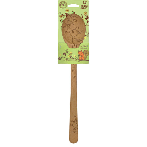 Talisman Designs Laser Etched Beechwood Sauce Spoon, Woodland Collection