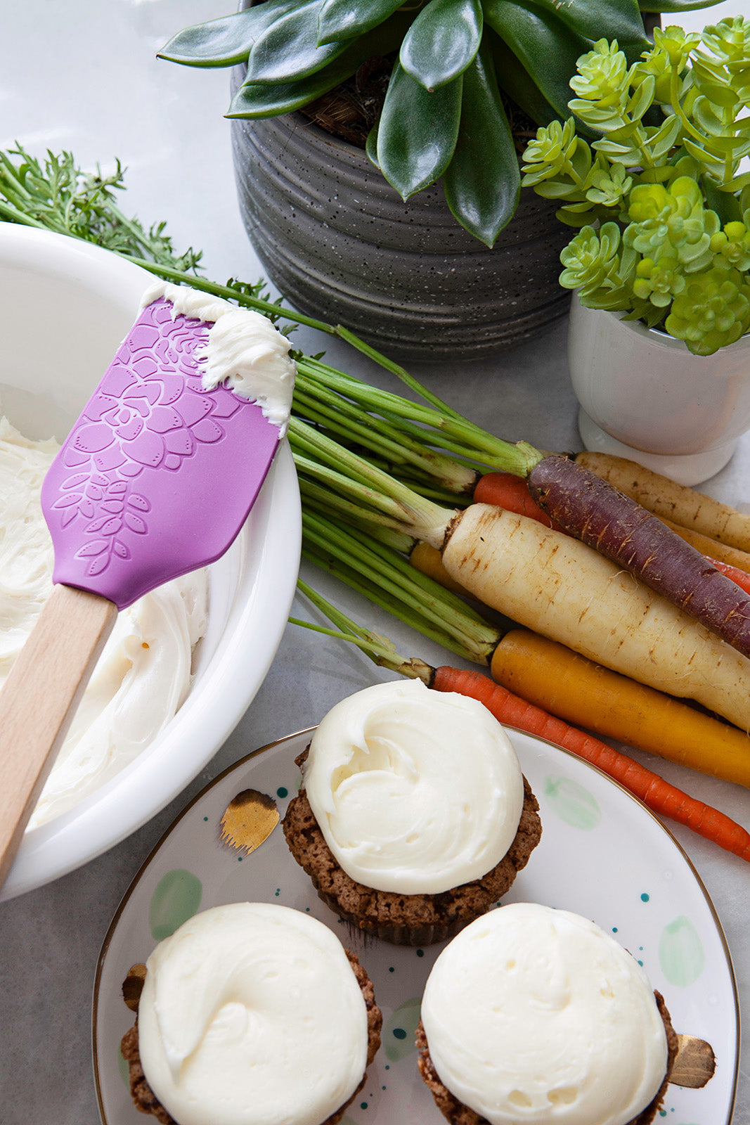 Talisman Designs Laser Etched Beechwood Large Silicone Spatula, Succulent Collection, Set of 1, Purple