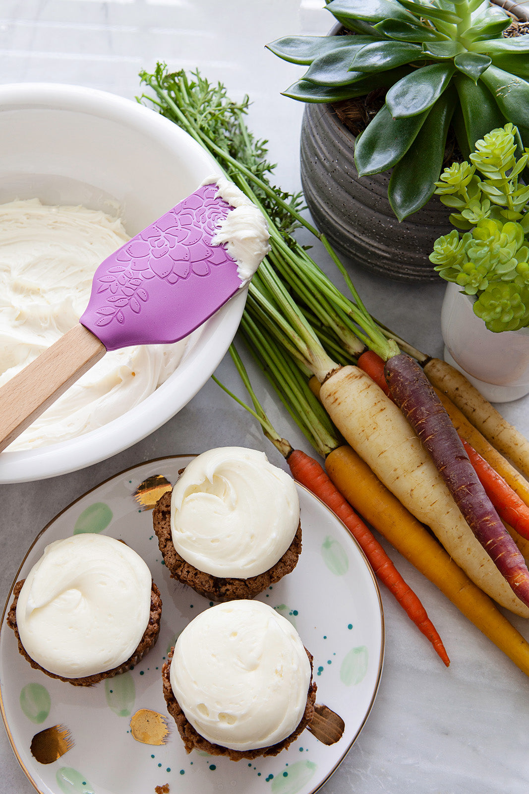 Talisman Designs Laser Etched Beechwood Large Silicone Spatula, Succulent Collection, Set of 1, Purple