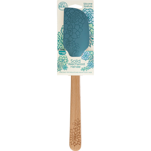 Talisman Designs Laser Etched Beechwood Large Silicone Spatula, Succulent Collection, Set of 1
