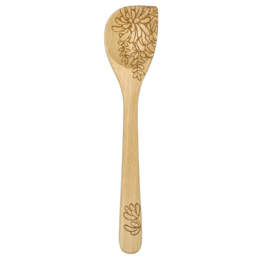Talisman Designs Laser Etched Beechwood Corner Spoon, Succulent Collection