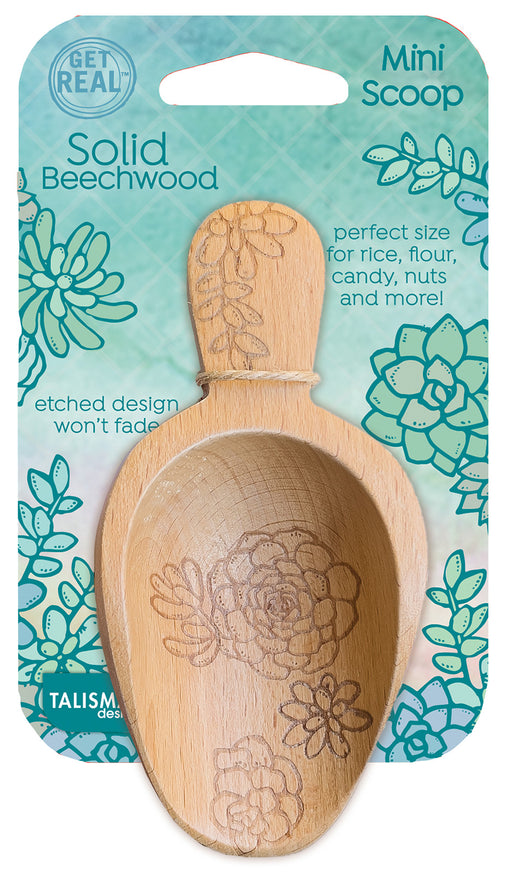 Talisman Designs Laser Etched Beechwood Mini Scoop, Succulent Collection