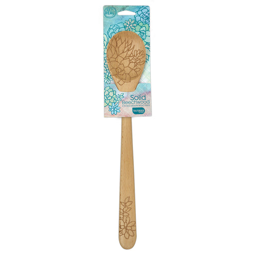 Talisman Designs Laser Etched Beechwood Sauce Spoon, Succulent Collection