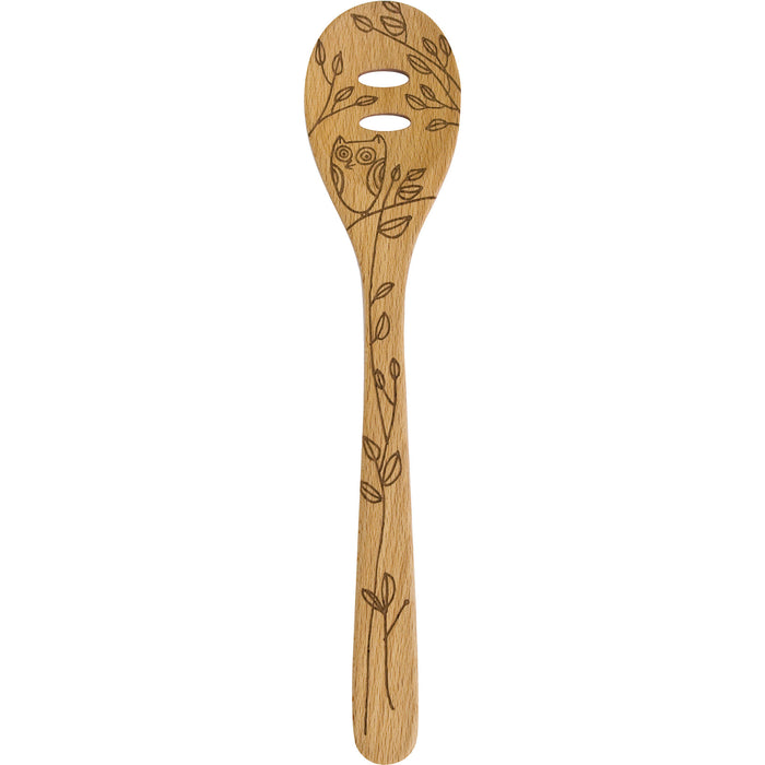 Talisman Designs Laser Etched Beechwood Slotted Spoon, Nature Collection, Set of 1