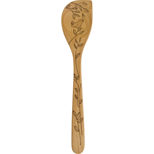 Talisman Designs Laser Etched Beechwood Corner Spoon, Nature Collection, Set of 1