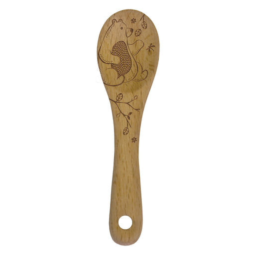 Talisman Designs Laser Etched Beechwood Mini Spoon, Woodland Collection, Bear