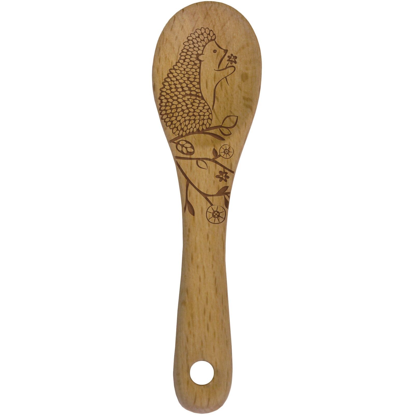 Talisman Designs Laser Etched Beechwood Mini Spoon, Woodland Collection, Hedgehog