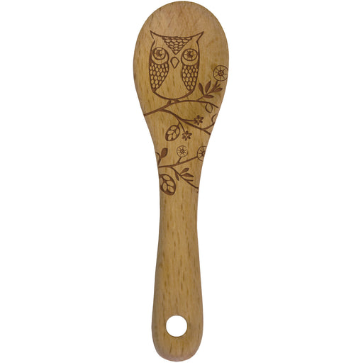 Talisman Designs Laser Etched Beechwood Mini Spoon, Woodland Collection, Owl