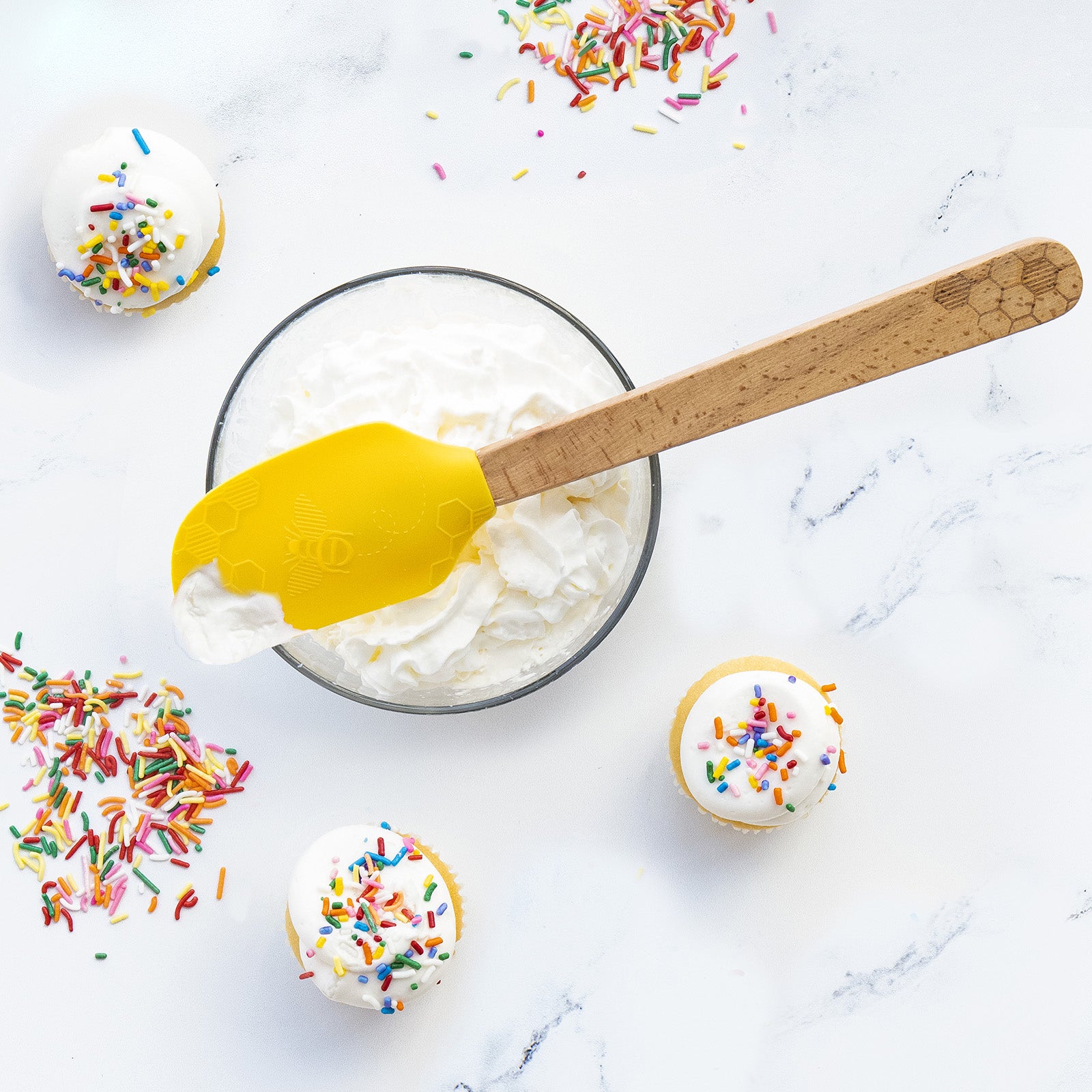 Talisman Designs Beechwood Large Silicone Spatula, Honey Bee Collection, Set of 1, Yellow