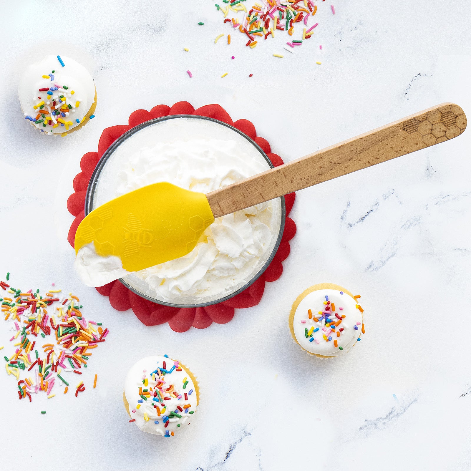 Talisman Designs Beechwood Large Silicone Spatula, Honey Bee Collection, Set of 1, Yellow