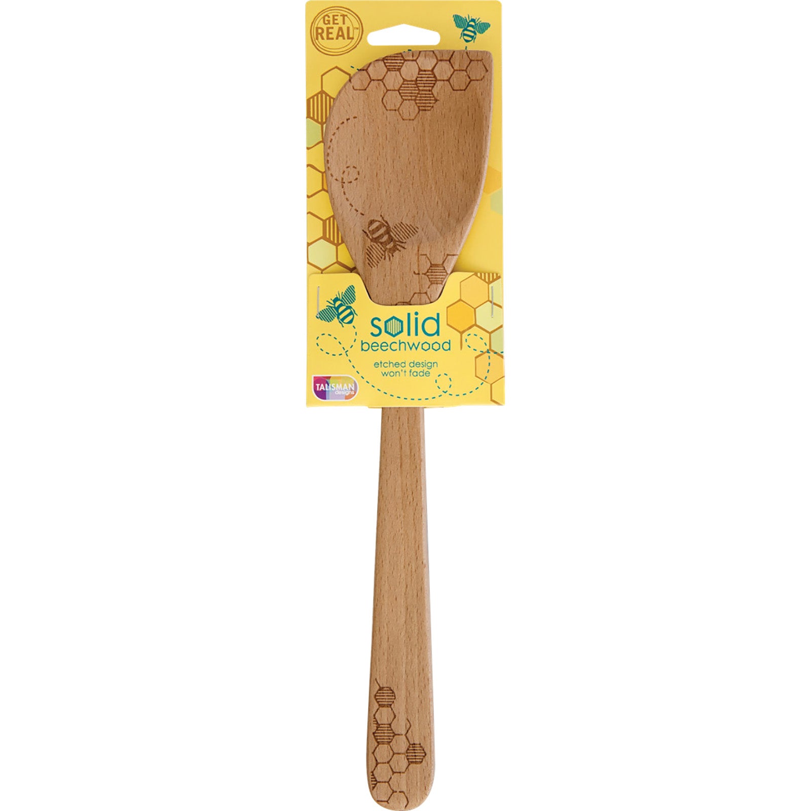 Talisman Designs Laser Etched Beechwood Corner Spoon, Honey Bee Collection, Set of 1