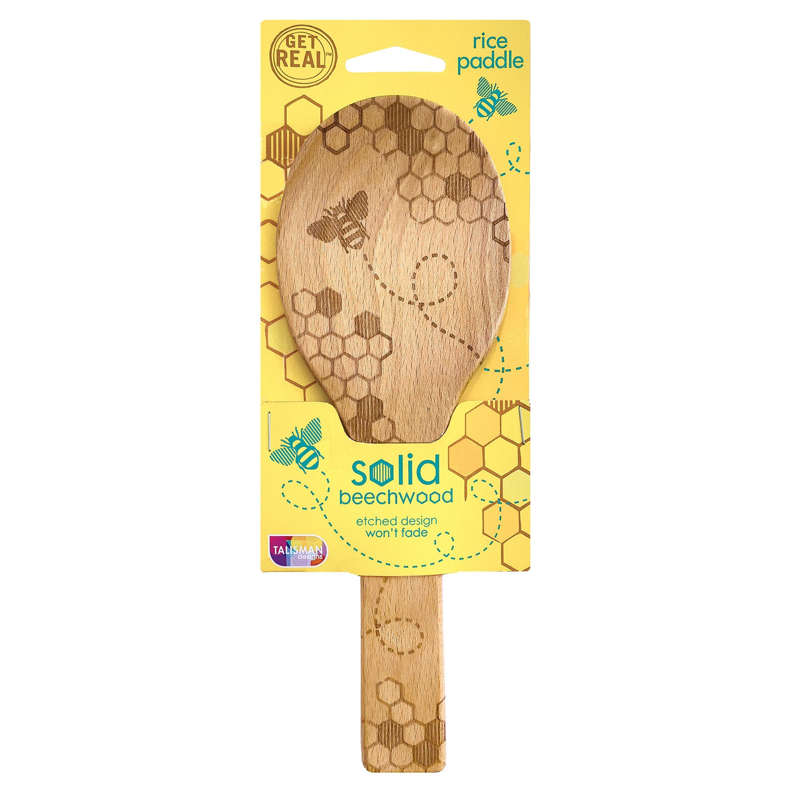 Talisman Designs Laser Etched Beechwood Rice Paddle, Honey Bee Collection