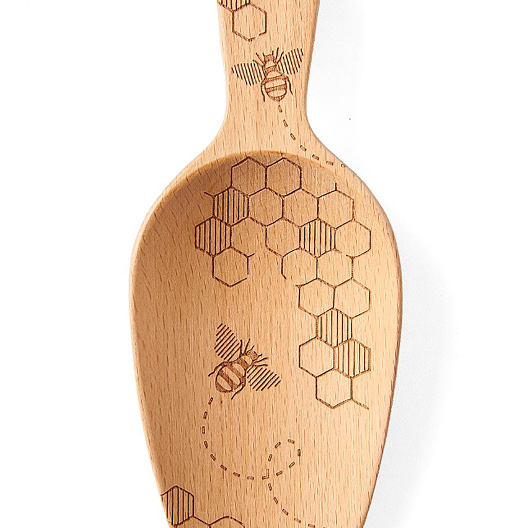 Talisman Designs Laser Etched Beechwood Large Scoop, Honey Bee Collection