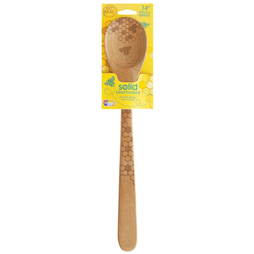 Talisman Designs Laser Etched Beechwood Sauce Spoon, Honey Bee Collection