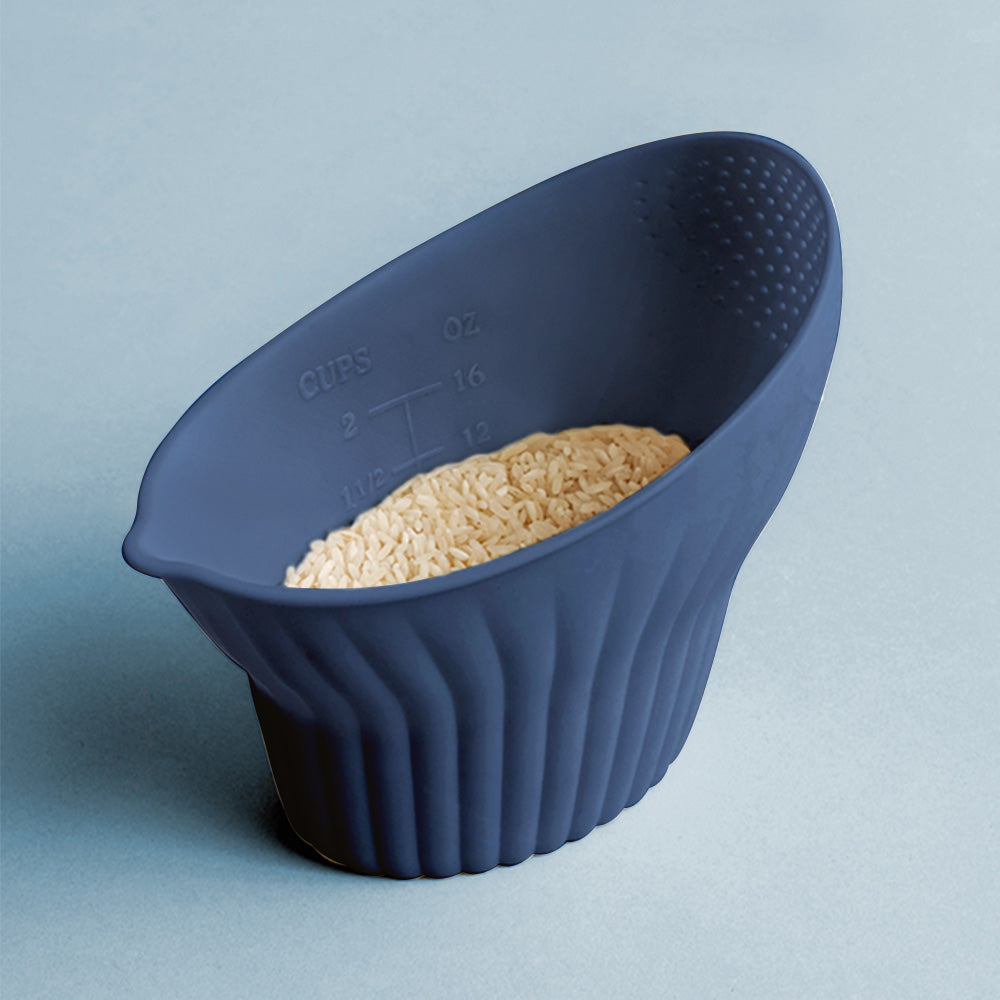 Talisman Designs 2-in-1 Measure Rinse & Strain for Grains, Fruit, and Beans, 2 Cups, Dark Blue