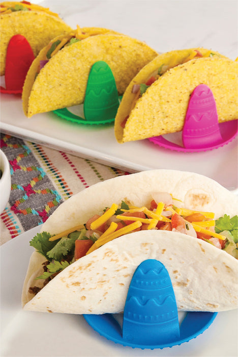 Talisman Designs BPA-Free Sombrero Taco Holders, Set of 4, Multi Color