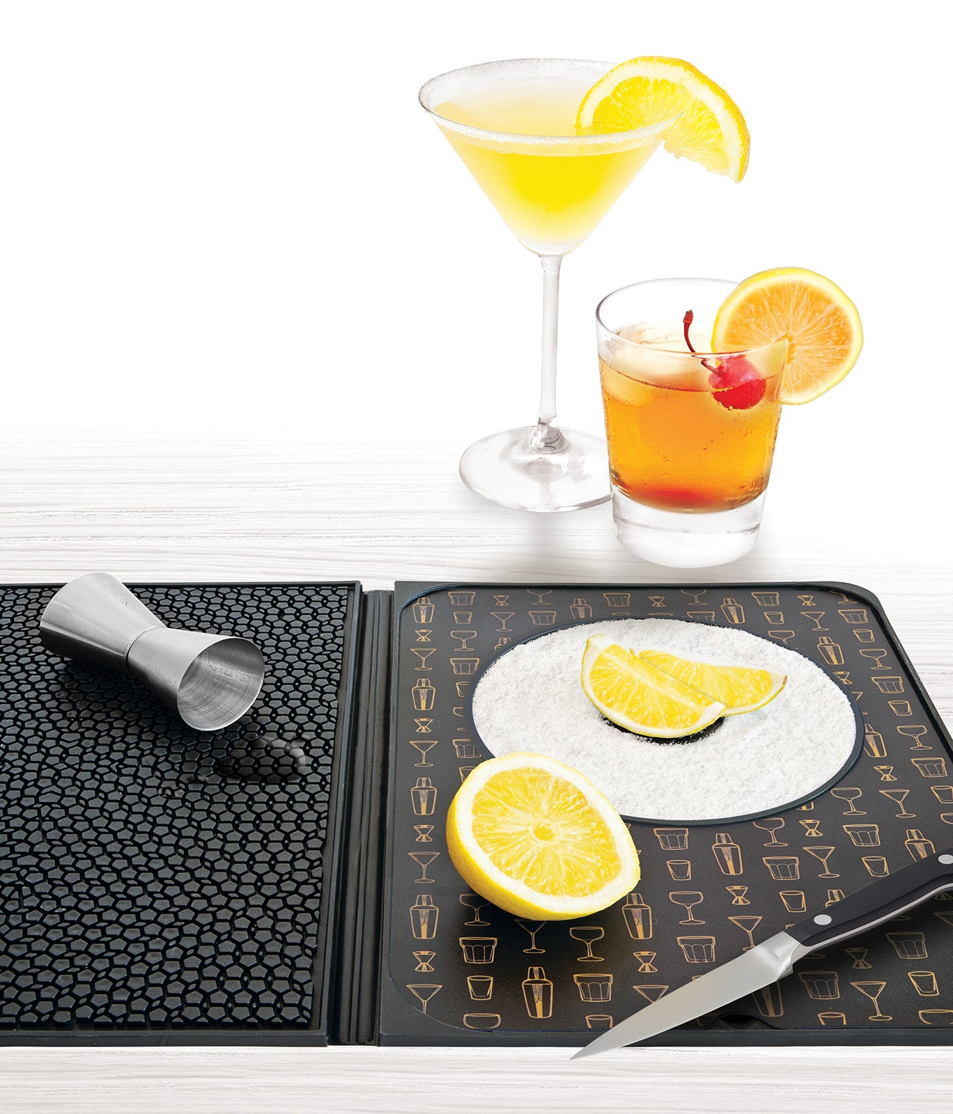 Talisman Designs Multi-Use Cocktail Bar & Drink Dispenser Mat, 9x12 inch , Black