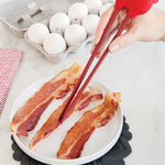 Talisman Designs Silicone Bacon Tongs, 10 inches, Red