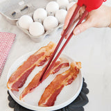 Talisman Designs Silicone Bacon Tongs, 10 inches, Red