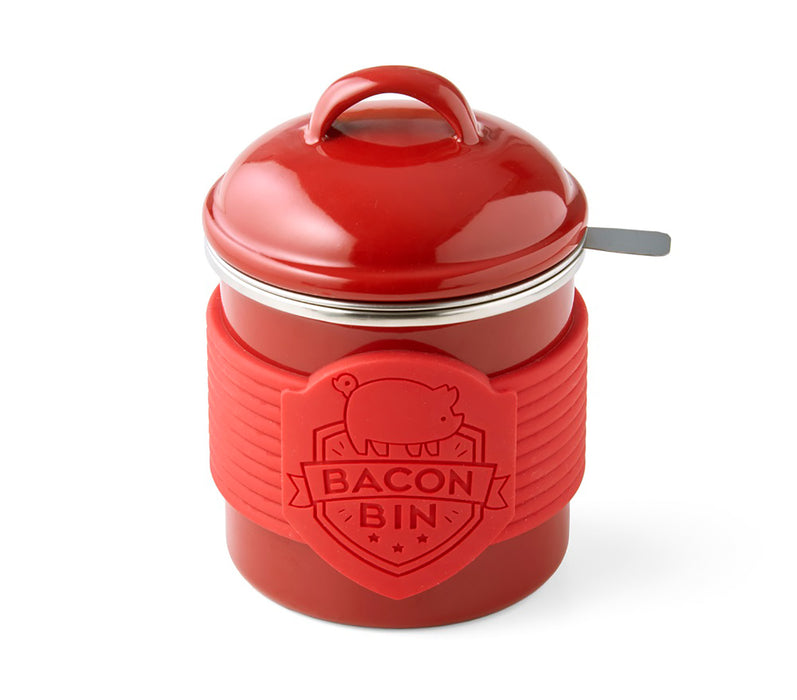 Talisman Designs Enamel Coated Metal Bacon Bin Grease Container, 1 cup, Red
