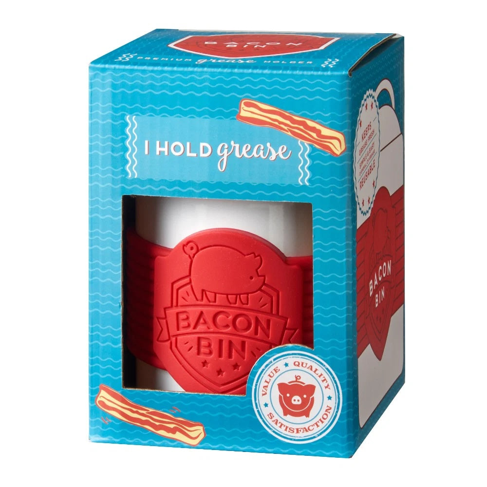 Talisman Designs Enamel Coated Metal Bacon Bin Grease Container, 1 cup, White