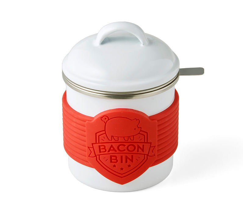 Talisman Designs Enamel Coated Metal Bacon Bin Grease Container, 1 cup, White
