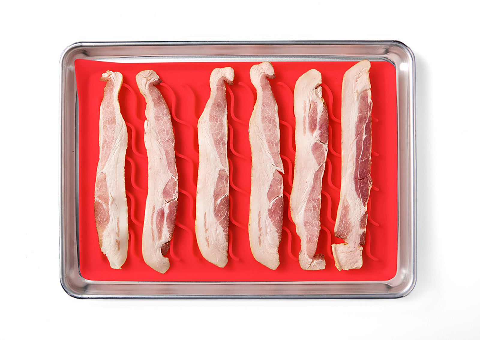 Talisman Designs Silicone Oven-Safe Bacon Mat, 11x17 inches, Red