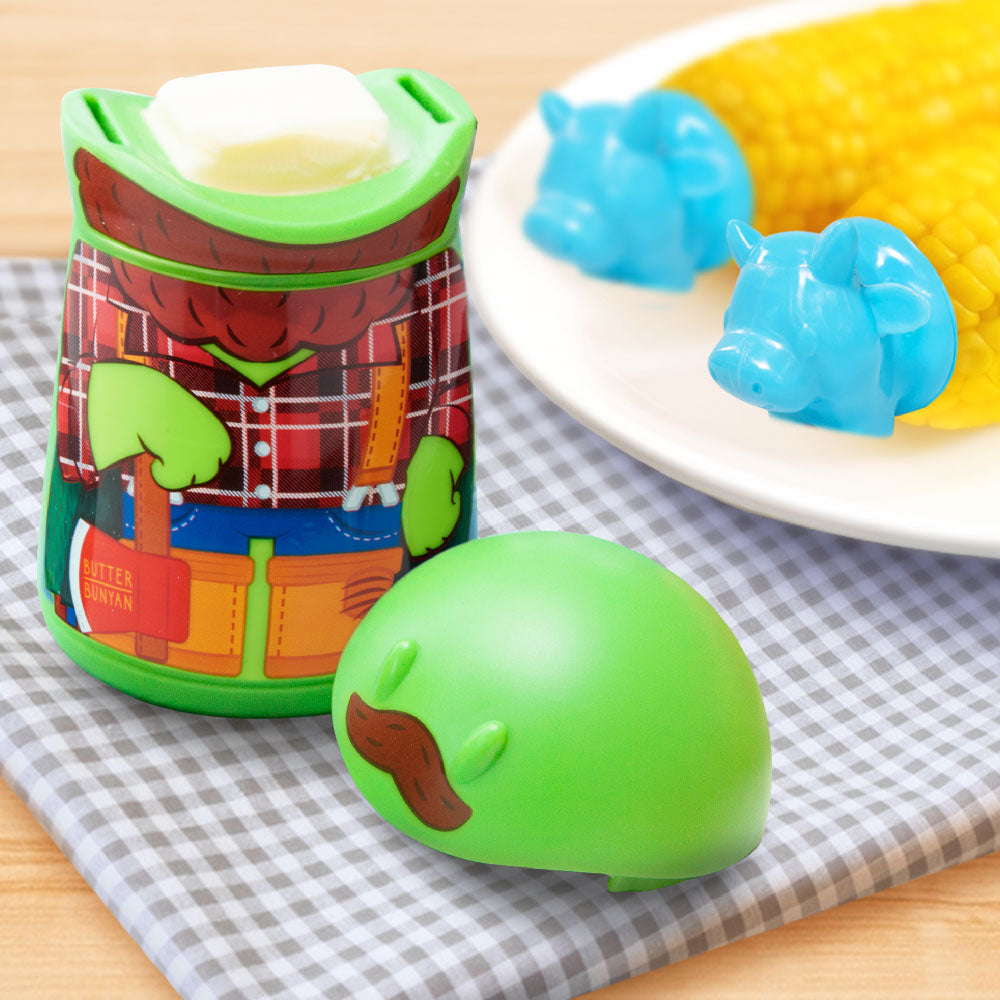 Talisman Designs Butter Bunyan Butter Keeper & Spreader with Set of 2 Babe Corn Picks, Set