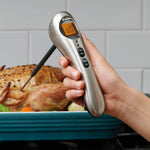 Polder Safe Serve Digital Instant Read Grill Thermometer w/10 Inch Probe, Silver