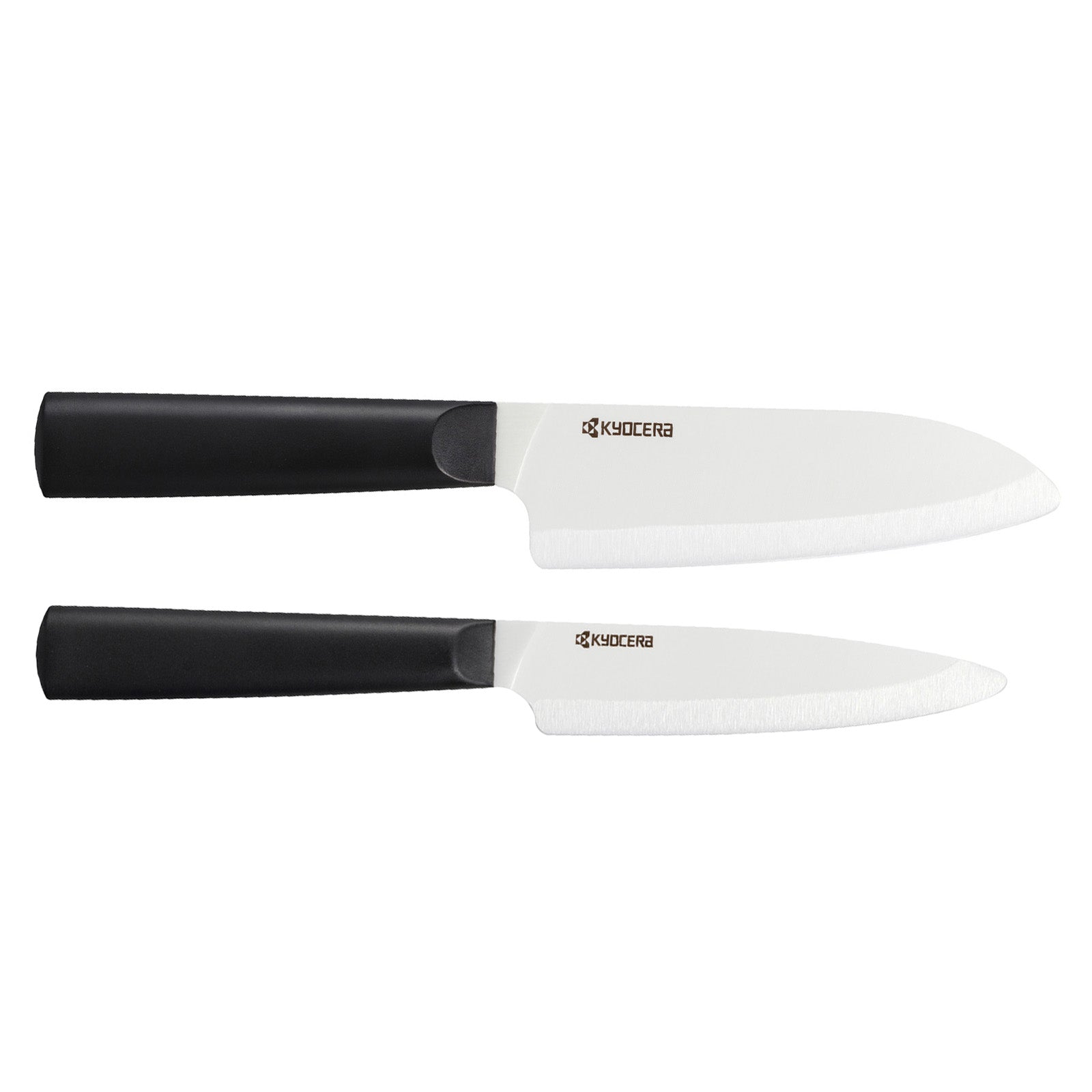 Kyocera INNOVATIONwhite® 2 Piece Ceramic Knife Set, 5.5" Santoku, 4.5" Utility Knife, Black