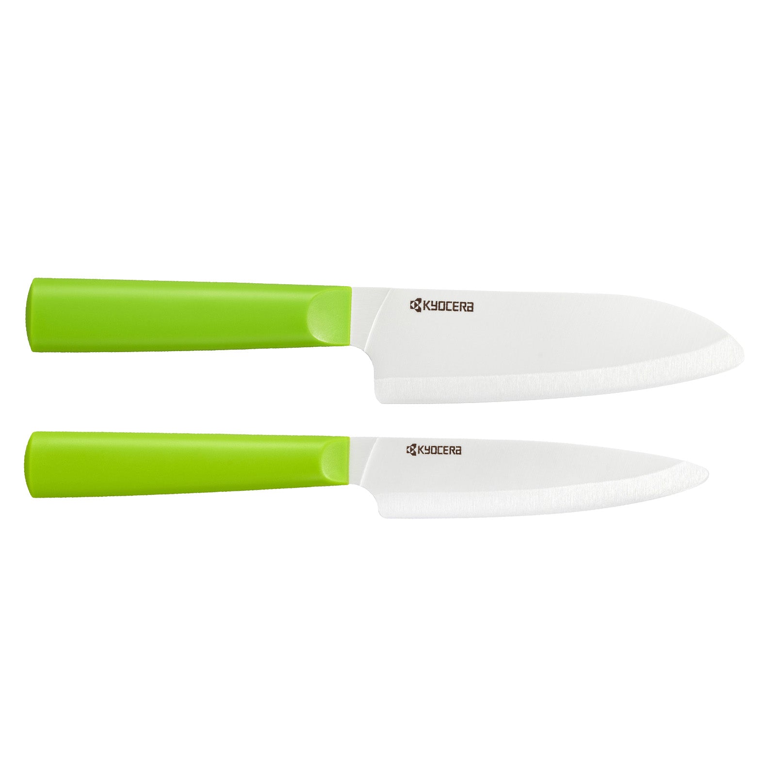 Kyocera INNOVATIONwhite® 2 Piece Ceramic Knife Set, 5.5" Santoku, 4.5" Utility Knife, Green
