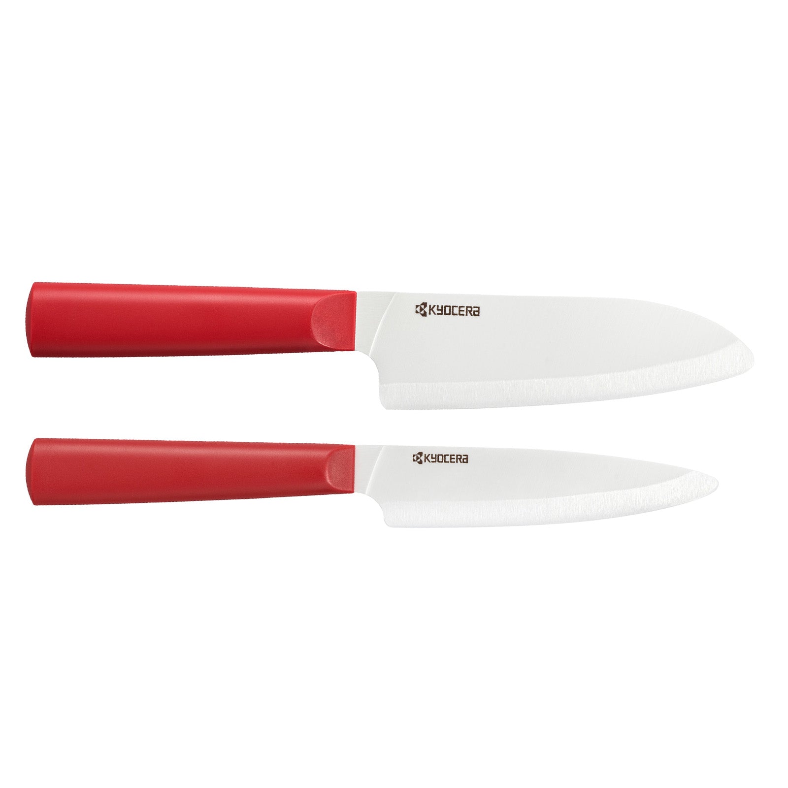 Kyocera INNOVATIONwhite® 2 Piece Ceramic Knife Set, 5.5" Santoku, 4.5" Utility Knife, Red